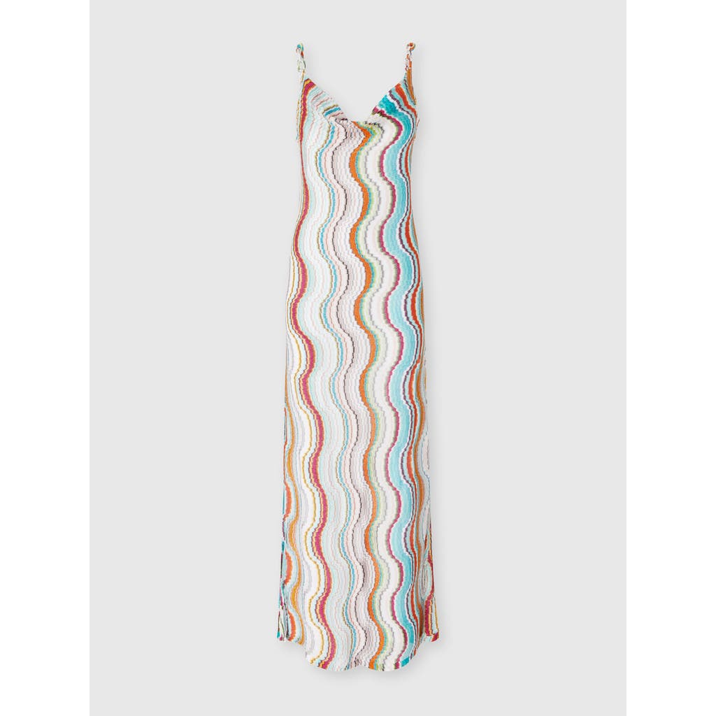 Missoni Long Cover-up Dress With Lamé Wave Motif In Multicoloured