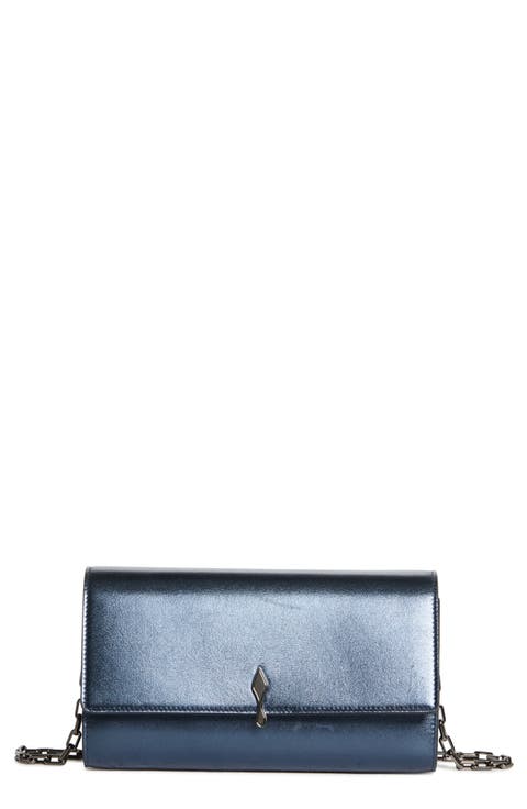 Bettina Metallic Leather Wallet on a Chain
