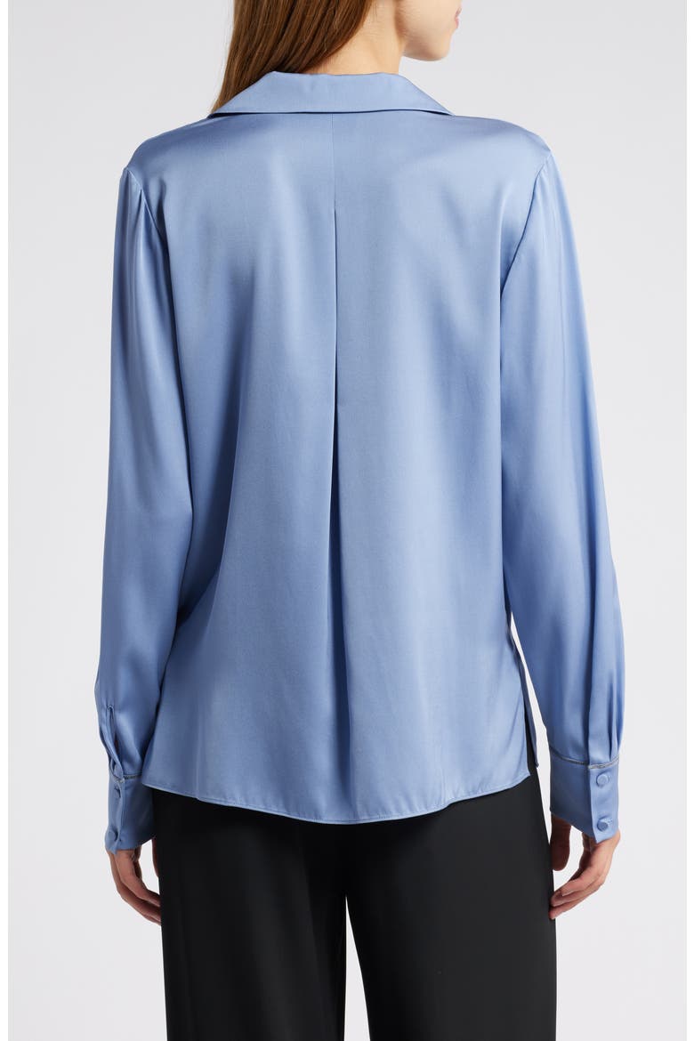 Stretch Silk Button-Up Shirt, Alternate, color, PERIWINKLE