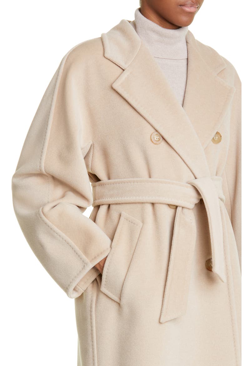 Madame Double Breasted Wool & Cashmere Belted Coat, Alternate, color, SAND