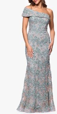 Xscape Evenings Soutache Lace Off the Shoulder Gown
