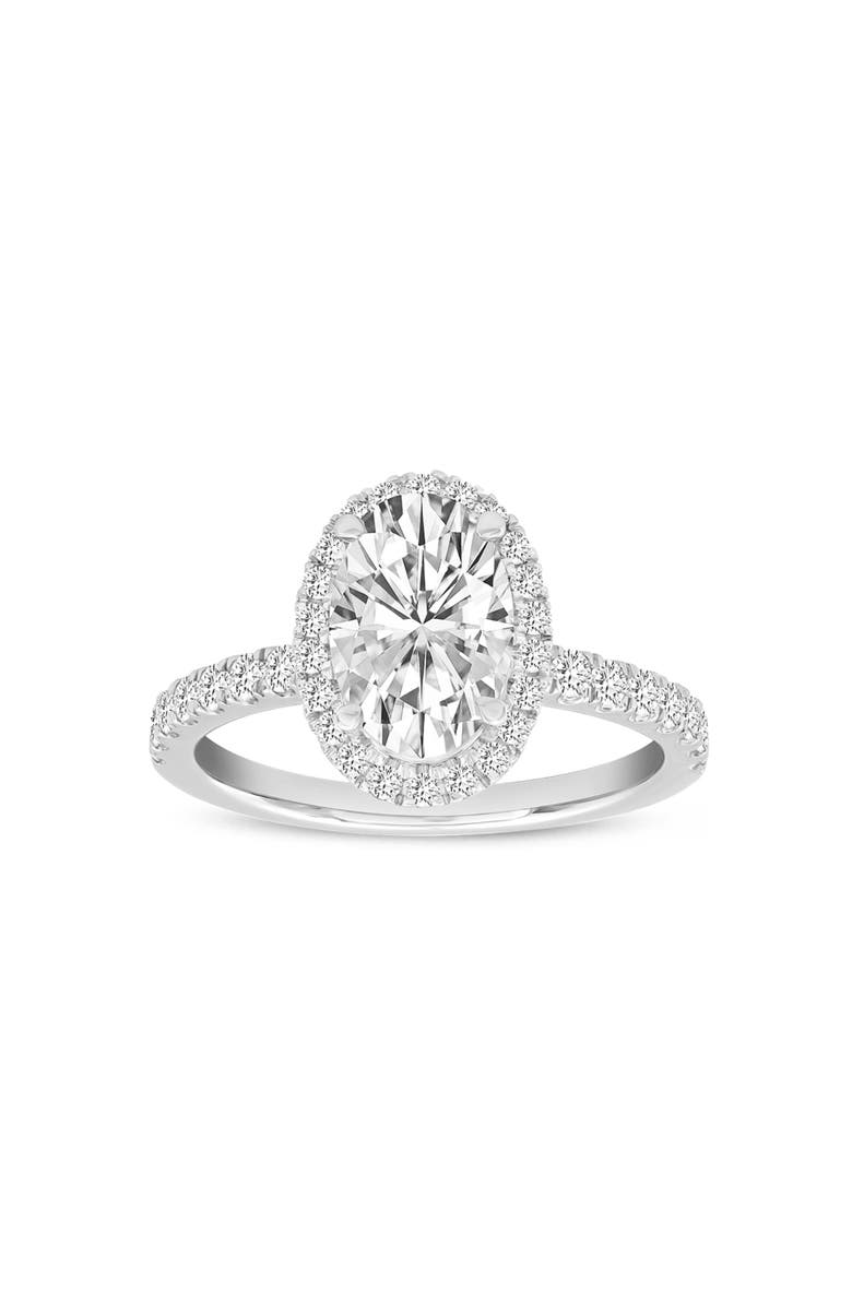 LuvMyJewelry Laurentia 14K White Gold Oval Lab Grown Diamond Halo Engagement Ring - 1.95 Ct, Main, color, 14K White Gold