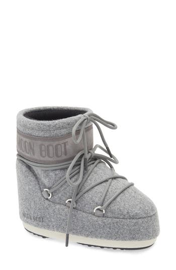 Moon Boot Womens Icon Low Lace-up Felt Snow Boots Grey