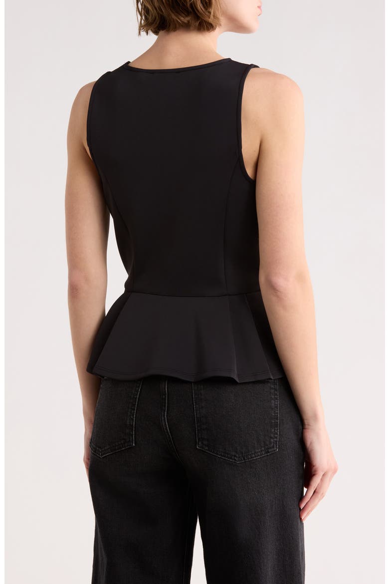 Sleeveless Scuba Peplum Top, Alternate, color, BLACK SOLID