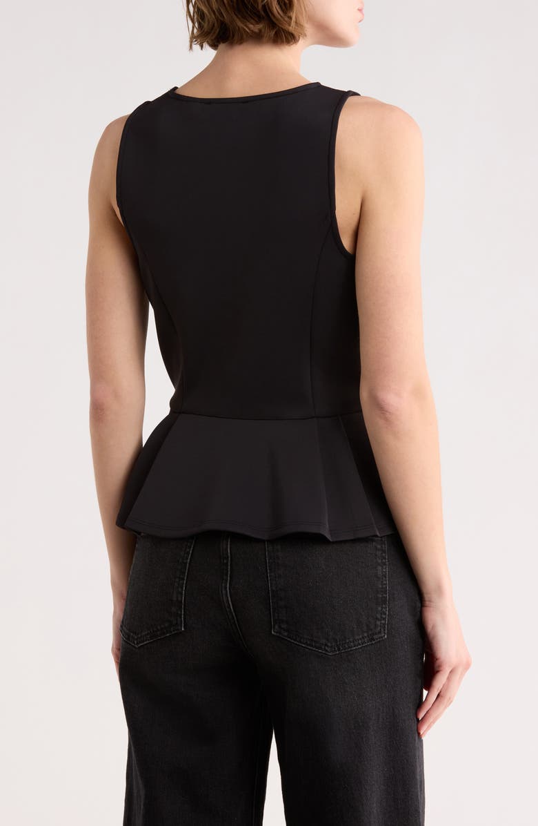 T Tahari Sleeveless Scuba Peplum Top, Alternate, color, Black Solid