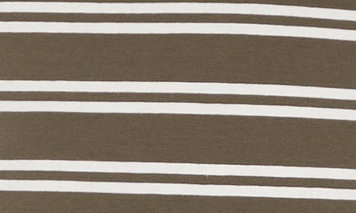 Three Dots Stripe Scoop Neck Stretch Cotton Top In Olive Night/egret Stripe