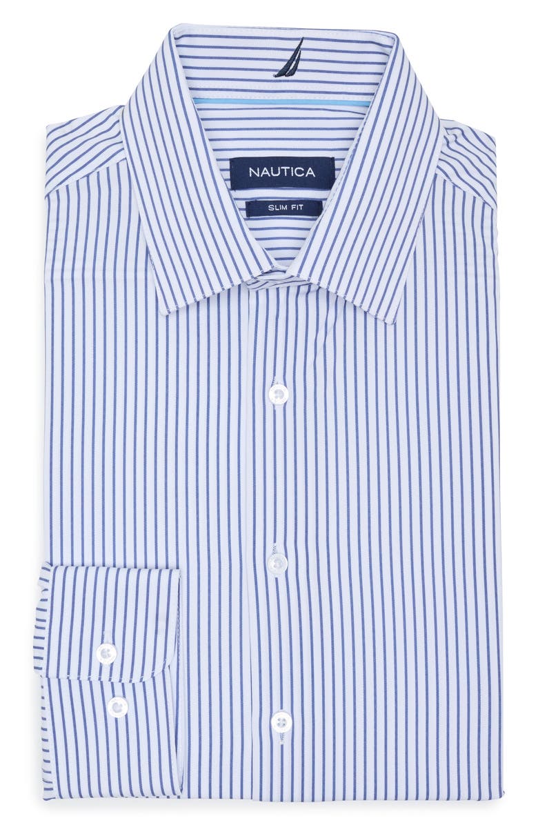 Nautica Slim Fit Stripe Dress Shirt, Alternate, color, 