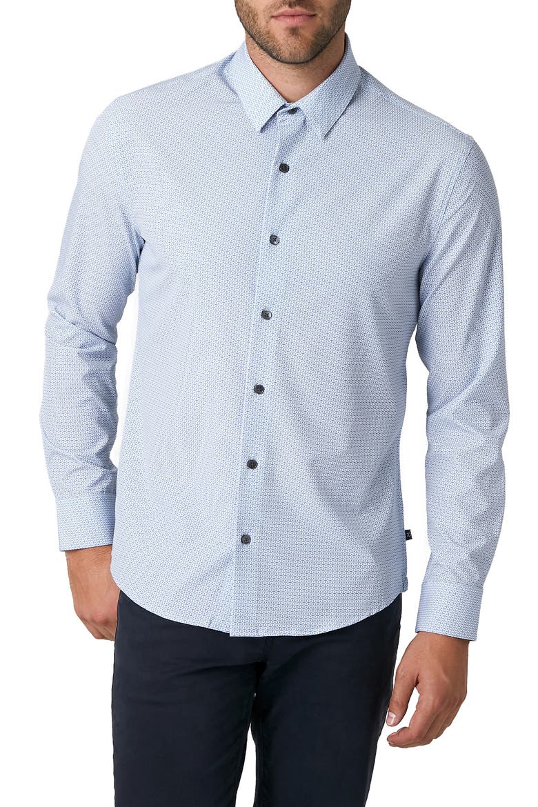 Love Cycle Slim Fit Print Button-Up Shirt, Main, color, LIGHT BLUE