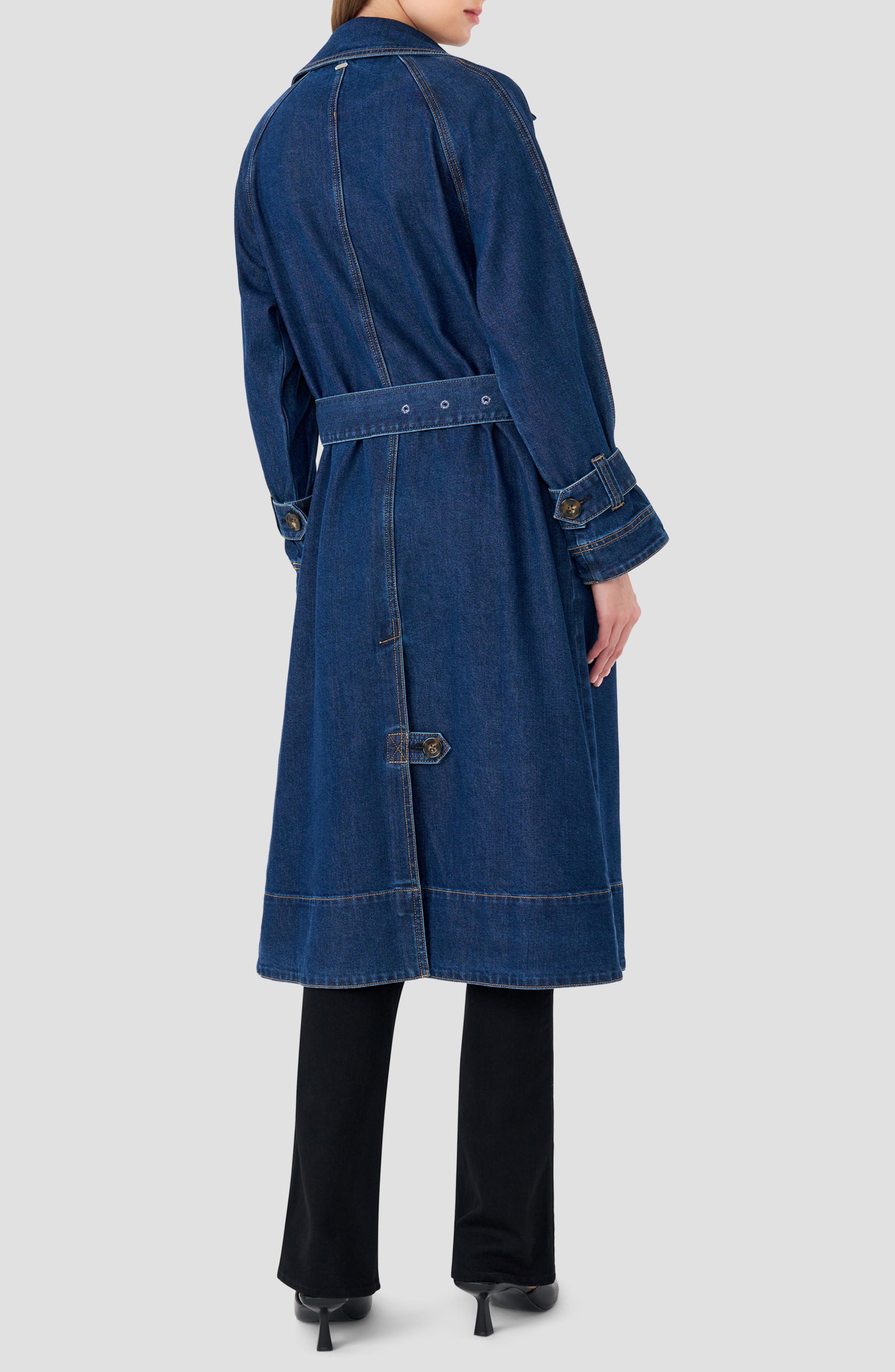 Belted Denim Trench Coat - image 2