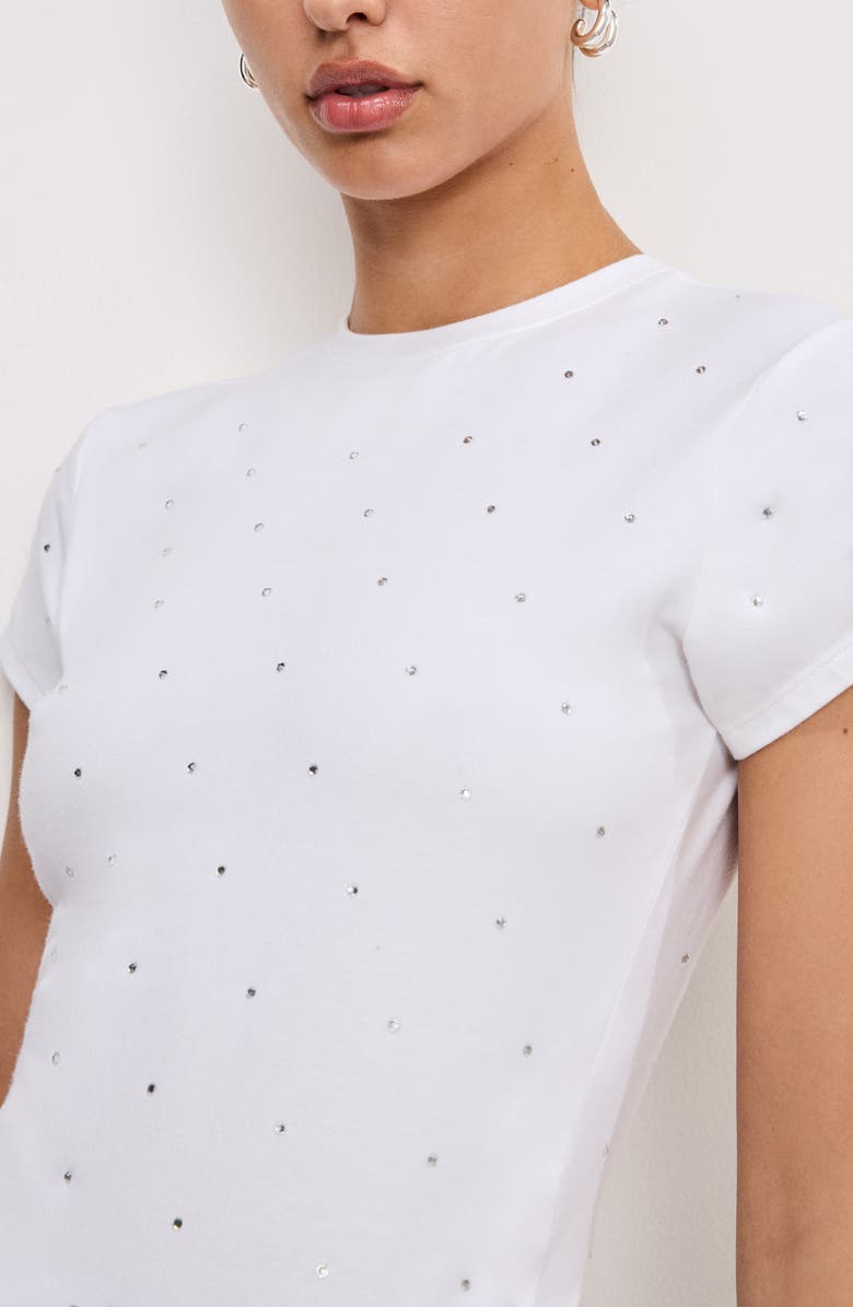 Good American Crystal Baby Tee, Alternate, color, White001