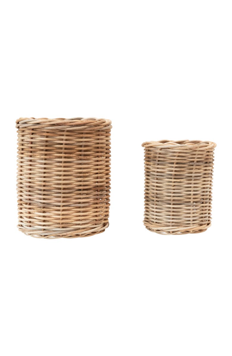 Storied Home Hand-Woven Wicker Basket Container, Natural, Set of 2, Main, color, Natural