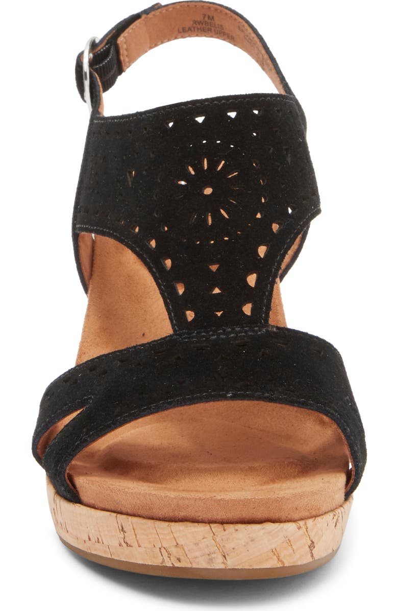 Rockport Belis Laser-Cut Platform Wedge Sandal, Alternate, color, Black
