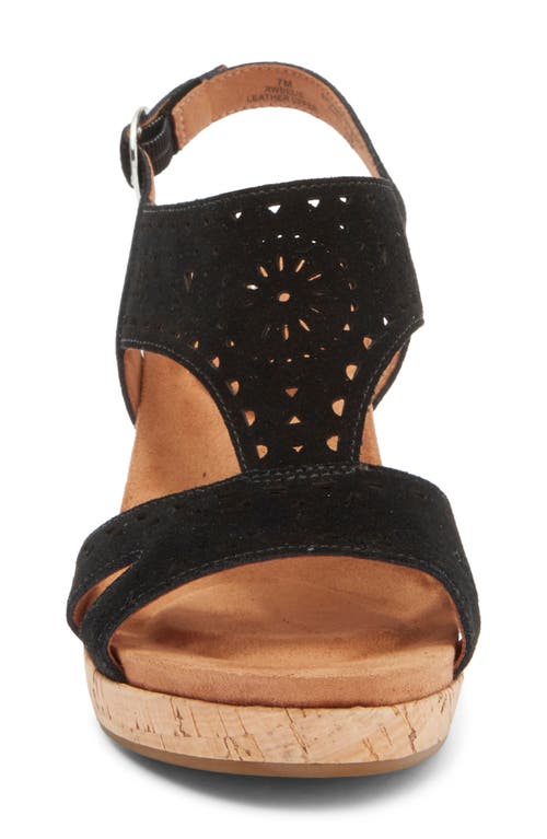 Rockport Belis Laser-cut Platform Wedge Sandal In Black