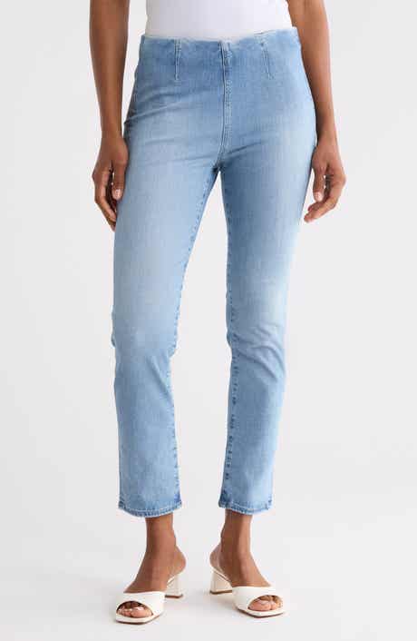 Mari High Waist Crop Slim Straight Leg Jeans