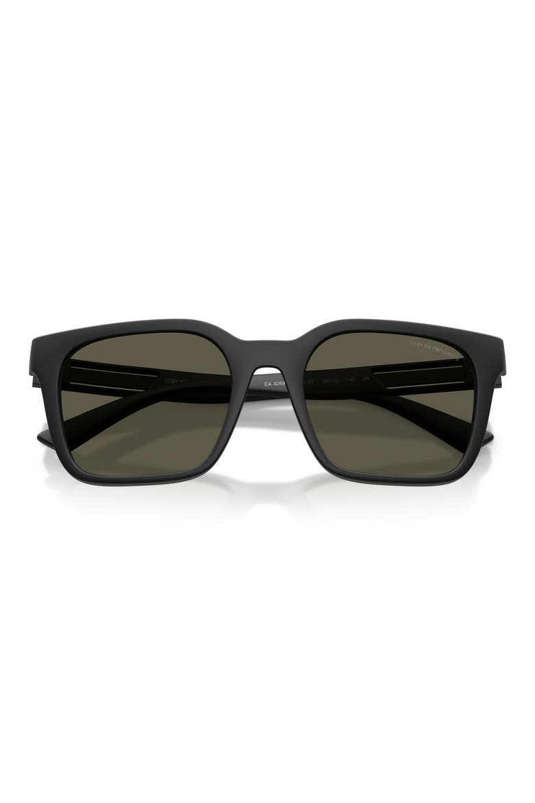 56mm Square Sunglasses, Alternate, color, MATTE BLACK / DARK GREY
