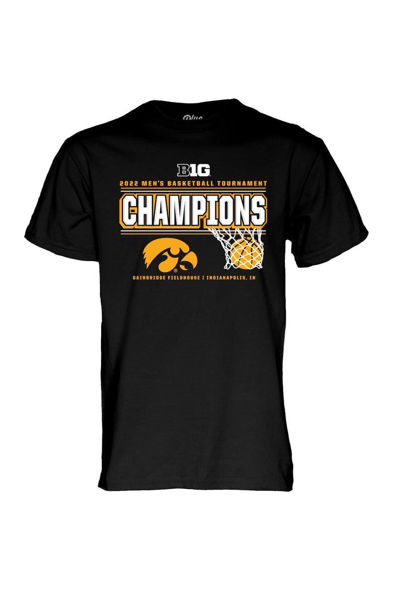 Men's Blue 84 Black Iowa Hawkeyes 2022 Big Ten Men's Basketball Conference Tournament Champions T-Shirt, Alternate, color, Black