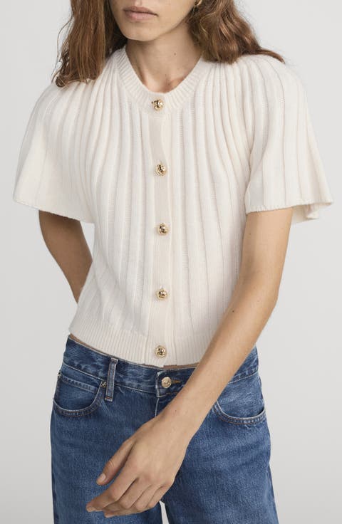 The Flutter Wool 
Cashmere Short Sleeve Cardigan