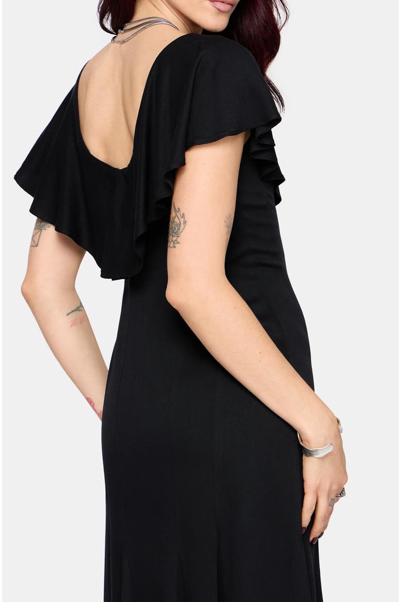 Aren Ruffle Tie Front Maxi Dress, Alternate, color, Black