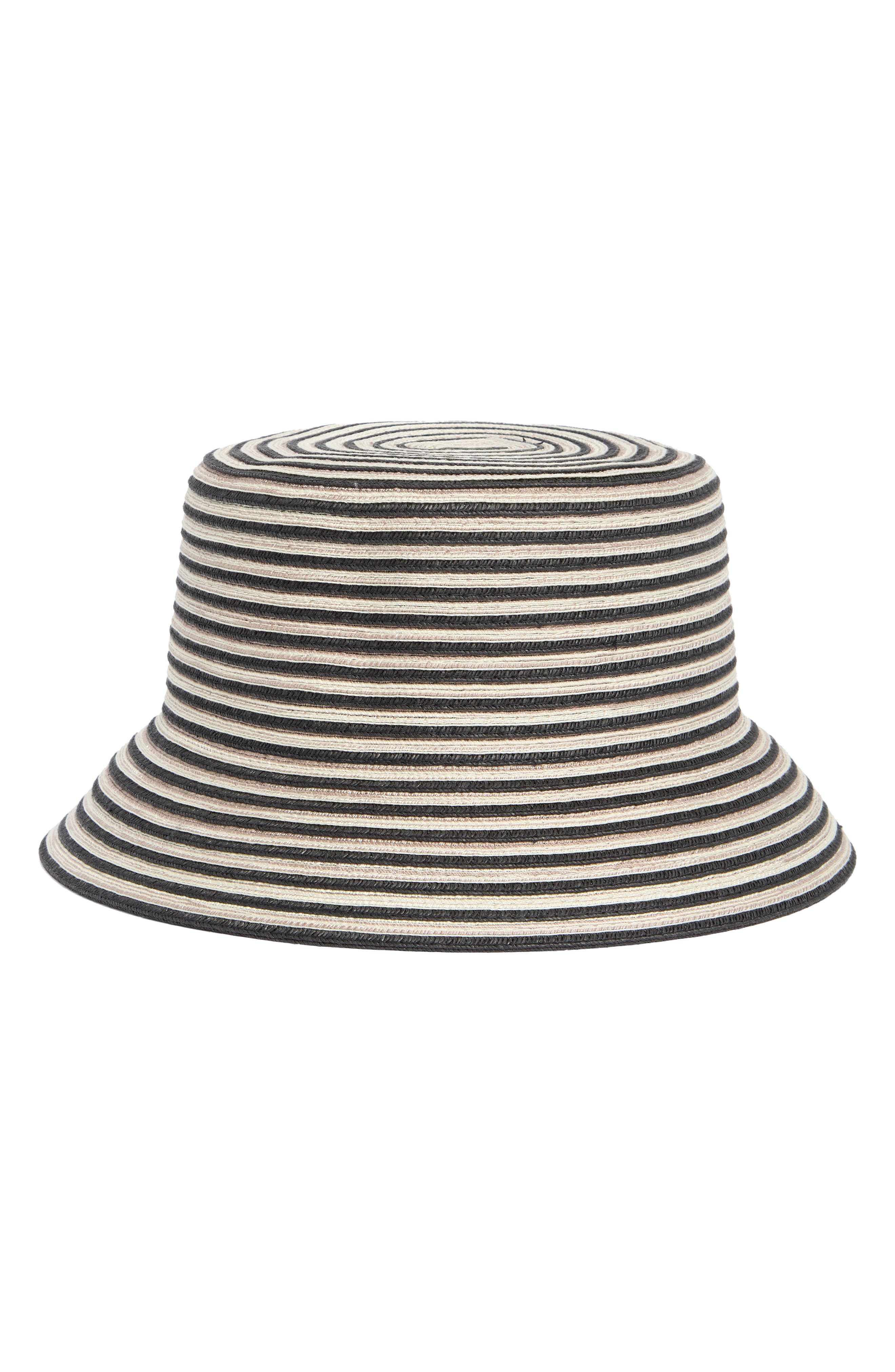 NORDSTROM RACK Two Tone Stripe Paper Woven Bucket Hat