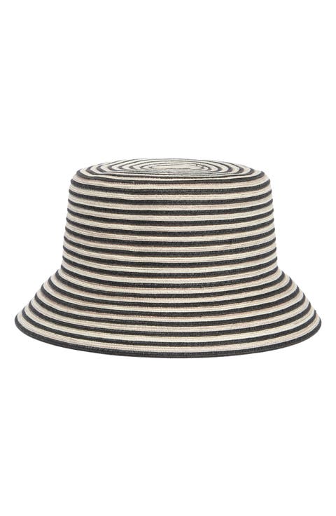 Two Tone Stripe Paper Woven Bucket Hat