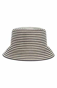 NORDSTROM RACK Two Tone Stripe Paper Woven Bucket Hat