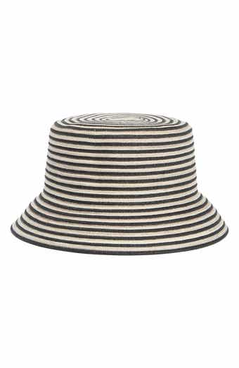 NORDSTROM RACK Two Tone Stripe Paper Woven Bucket Hat