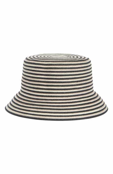 NORDSTROM RACK Two Tone Stripe Paper Woven Bucket Hat