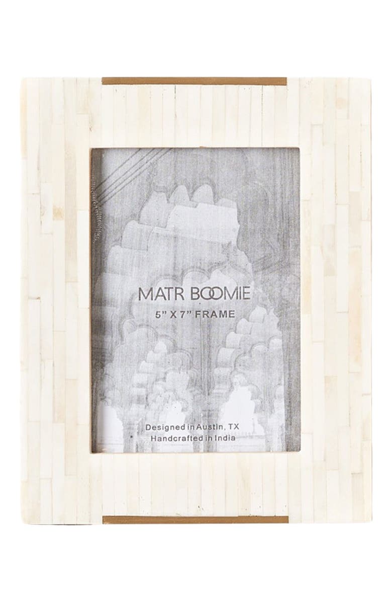 Matr Boomie Mukhendu Picture Frame - Carved Bone, Brass Accent, Main, color, White