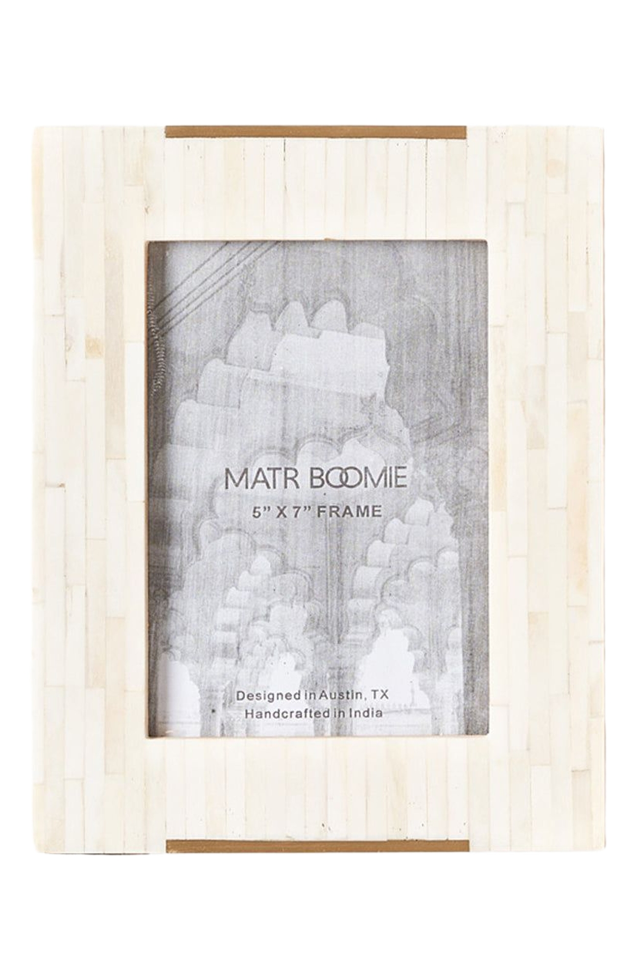 Matr Boomie Mukhendu Picture Frame - Carved Bone, Brass Accent - White, 5ft 0in x 7ft 0in
