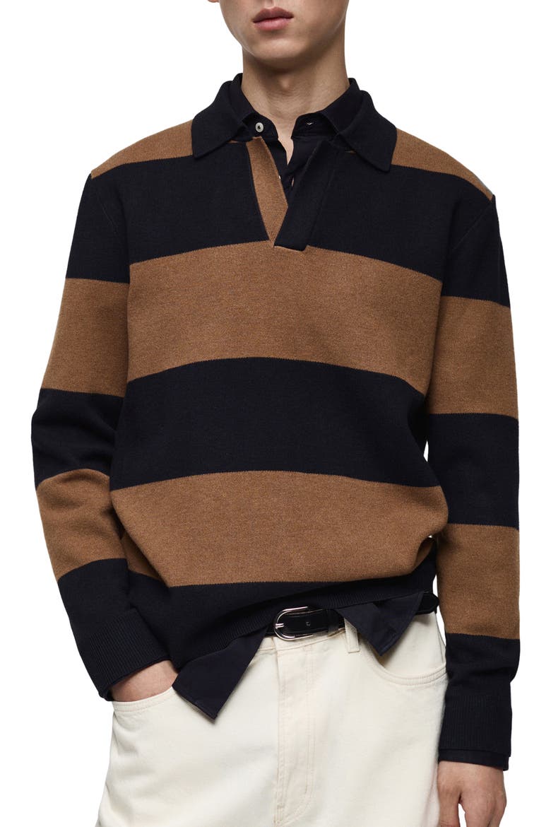 Stripe Polo Sweater, Main, color, DARK NAVY