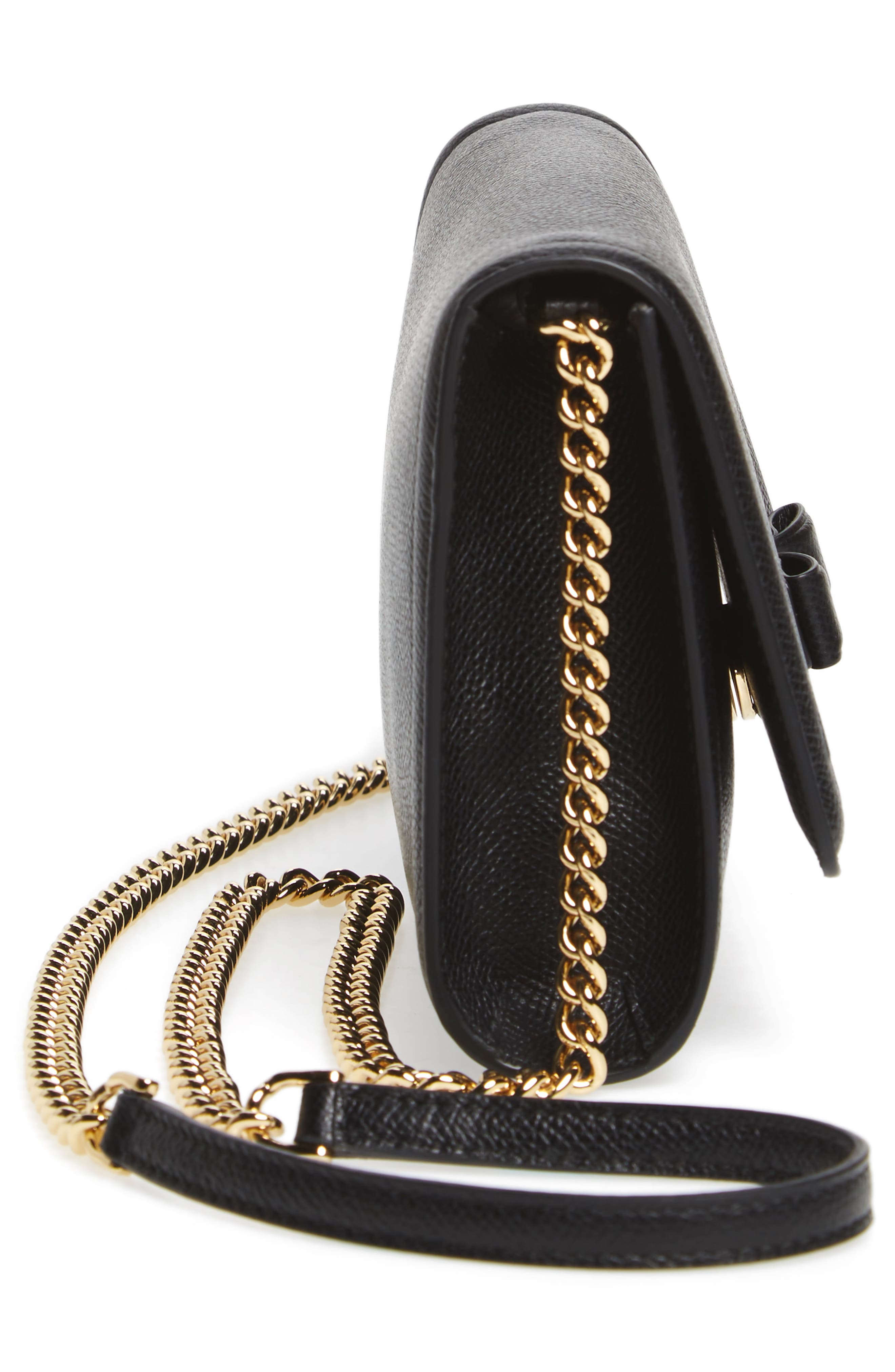 Salvatore Ferragamo Mini Vara Leather Crossbody Bag, Alternate, color, NERO