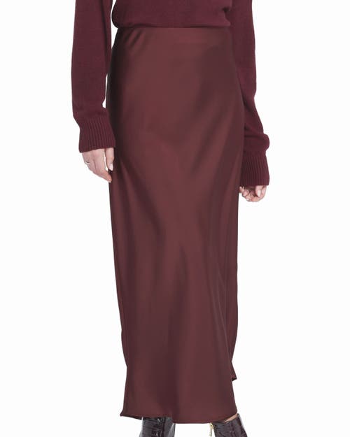 Elle Collection Satin Midi Skirt Slip In Burgundy