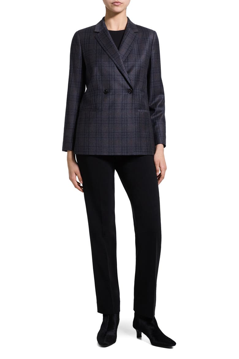 Classic Double Breasted Plaid Virgin Wool Blazer, Alternate, color, CHARCOAL MULTI - QDY
