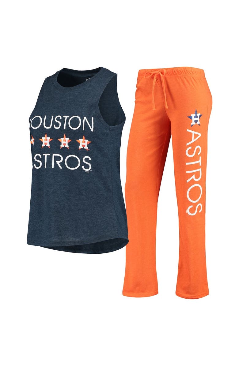 CONCEPTS SPORT Women's Concepts Sport Orange/Navy Houston Astros Meter Muscle Tank Top & Pants Sleep Set, Main, color,