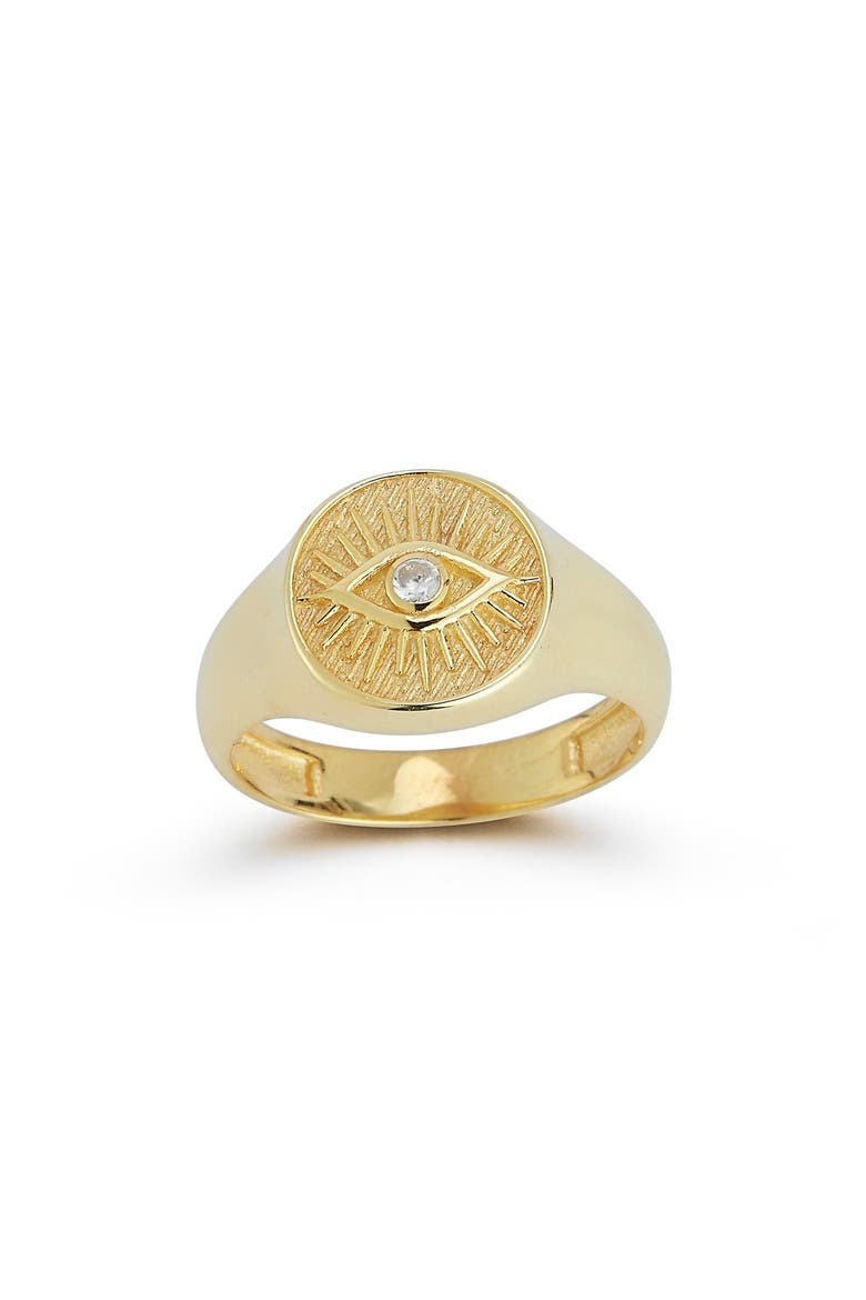 Evil Eye Signet Ring, Main, color, GOLD