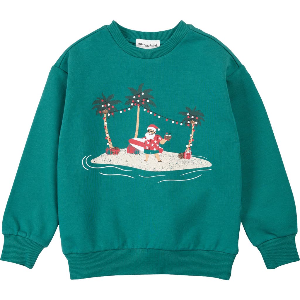 Miles Baby Kids' Hawaiian Santa Print Fleece Sweatshirt In Blue