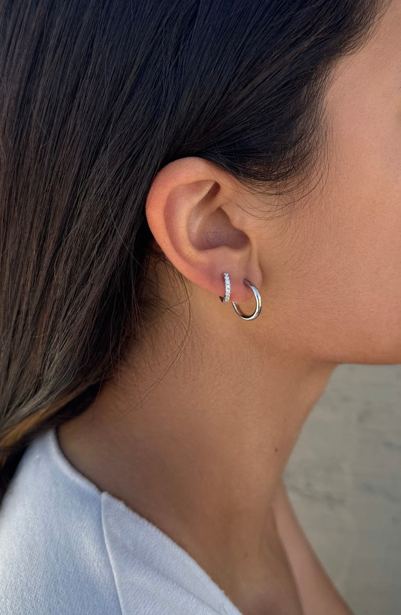 Adornia Set of 3 Cubic Zirconia Stud & Hoop Earrings, Alternate, color, Silver