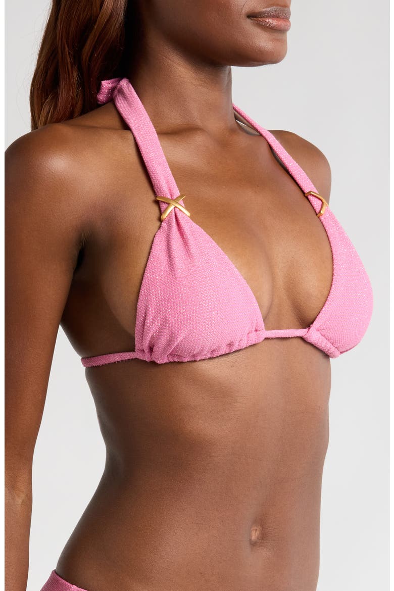 Sylvie Metallic Bikini Top, Alternate, color, SORBET