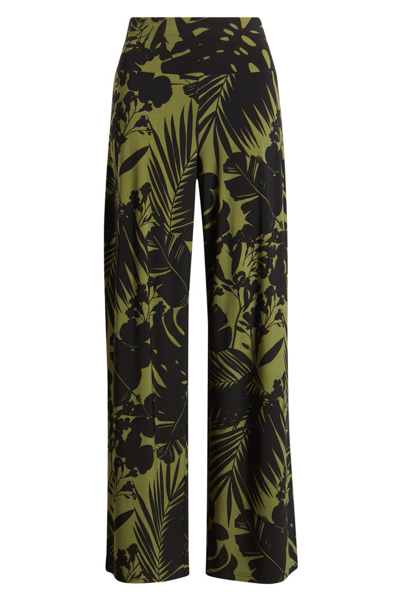 Pull-On High Waist Wide Leg Palazzo Pants, Alternate, color, BAY LEAF / ANNE BLACK