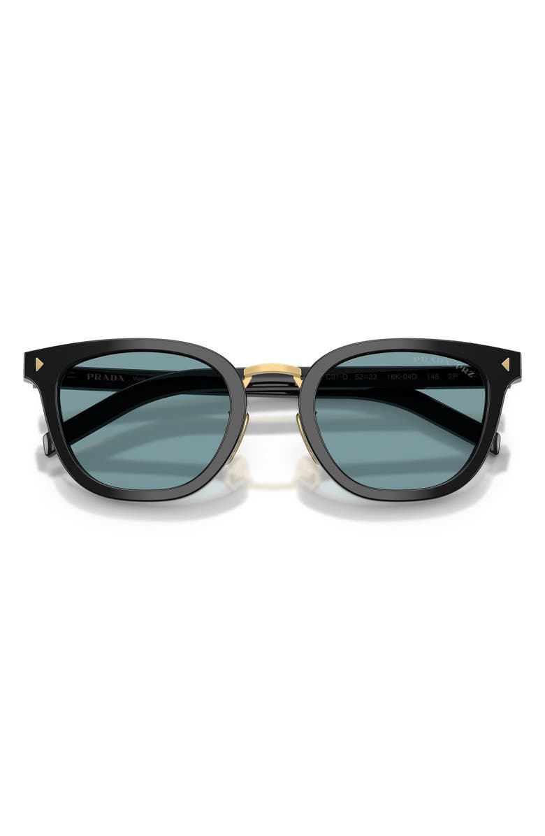 Prada 49mm Polarized Cat Eye Sunglasses, Alternate, color, Black / Green Polar