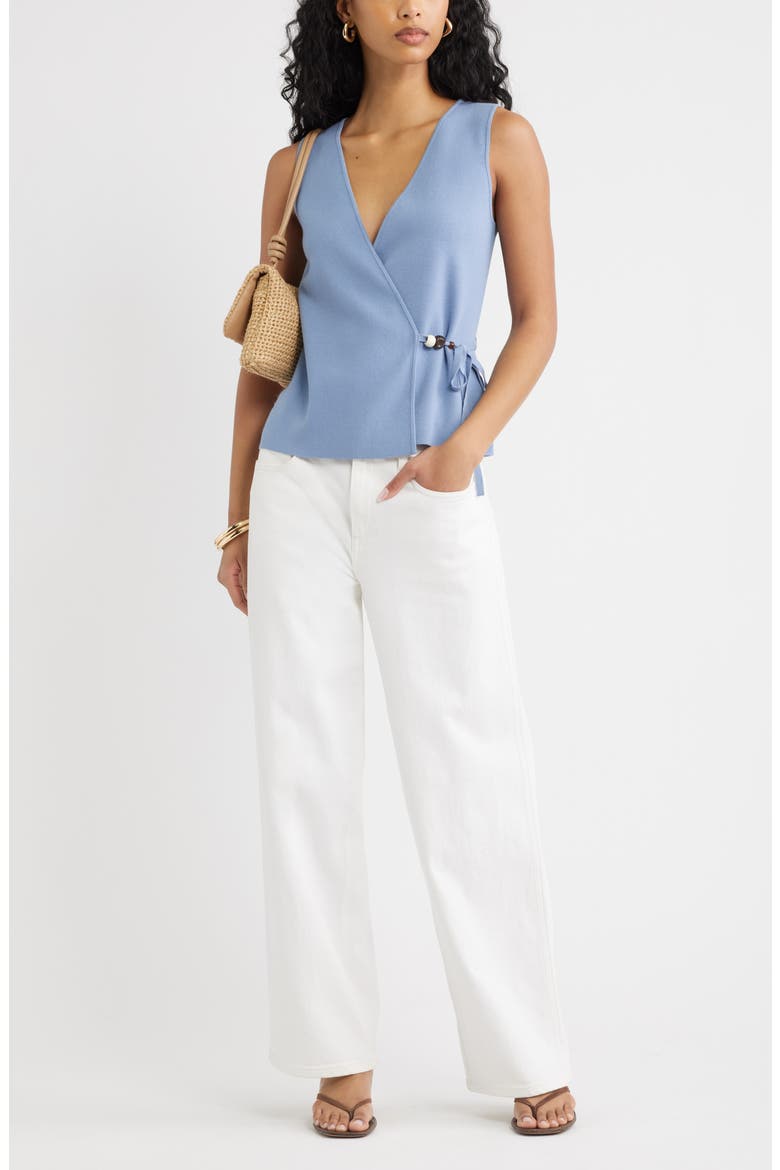 Side Tie Sweater Vest, Alternate, color, BLUE UMBRA
