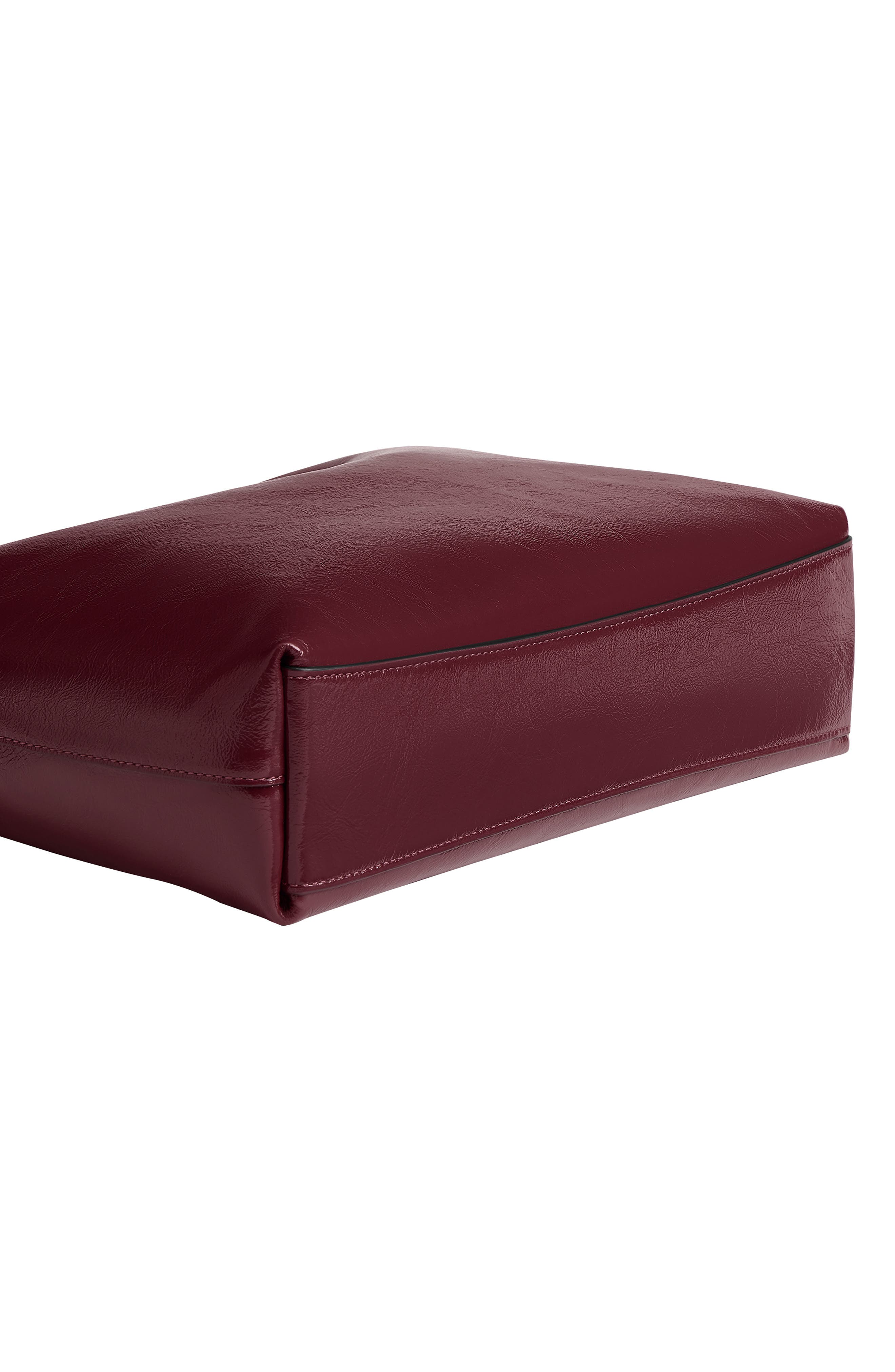 Brooklyn 28 Glazed Leather Shoulder Bag, Alternate, color, B4/ DARK CHERRY