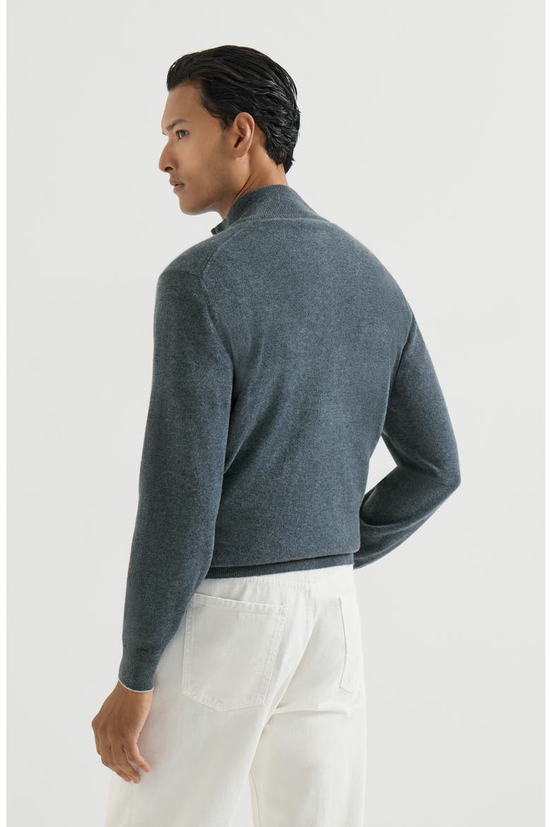 Cashmere sweater with half zip, Alternate, color, Cerulean