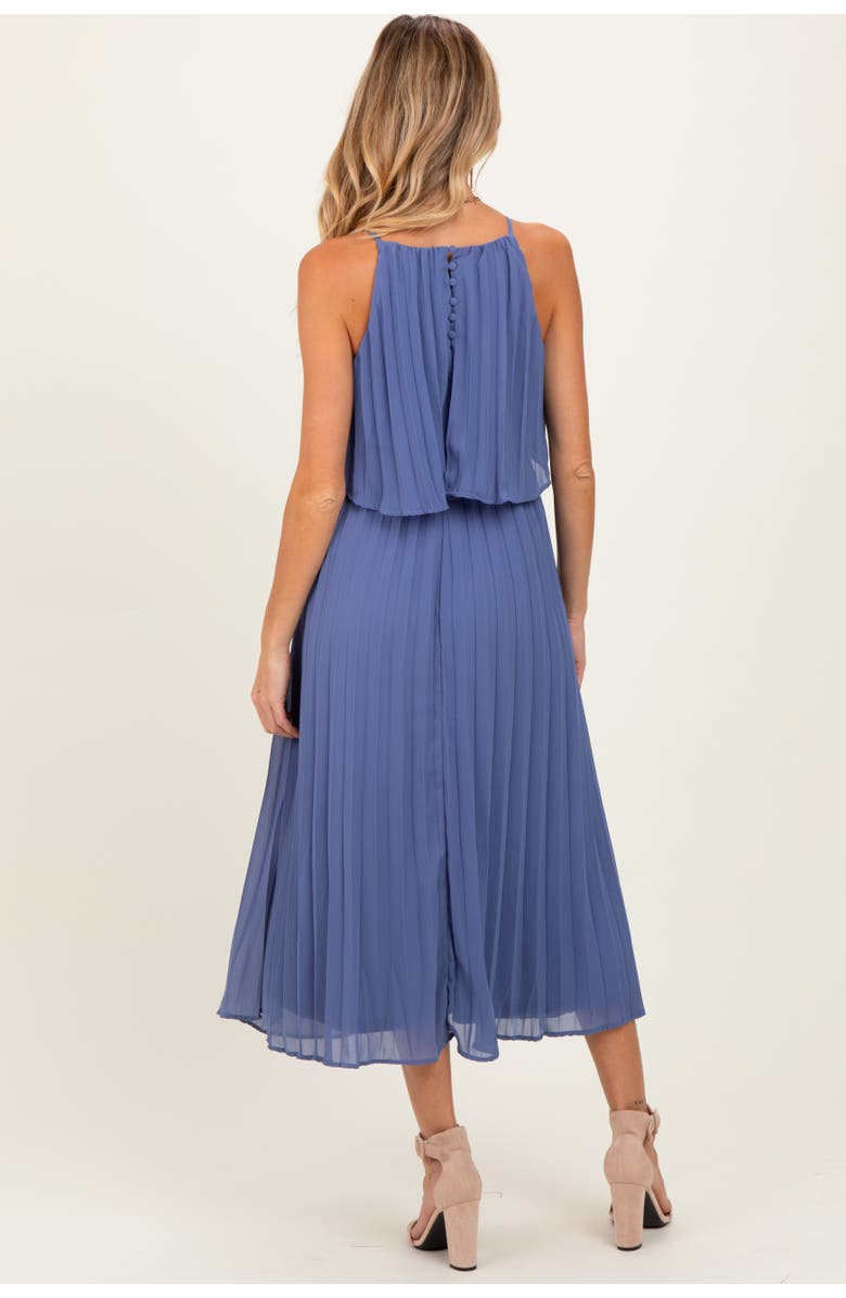 PinkBlush Pleated Woven Midi Dress, Alternate, color, Denim