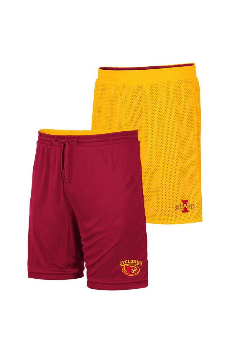 COLOSSEUM Men's Colosseum Gold/Cardinal Iowa State Cyclones Wiggum Reversible Shorts, Main, color, 