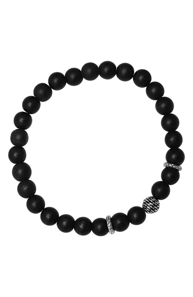 HMY JEWELRY Sterling Silver Black Lava Stone Bracelet, Alternate, color, Silver/ Black