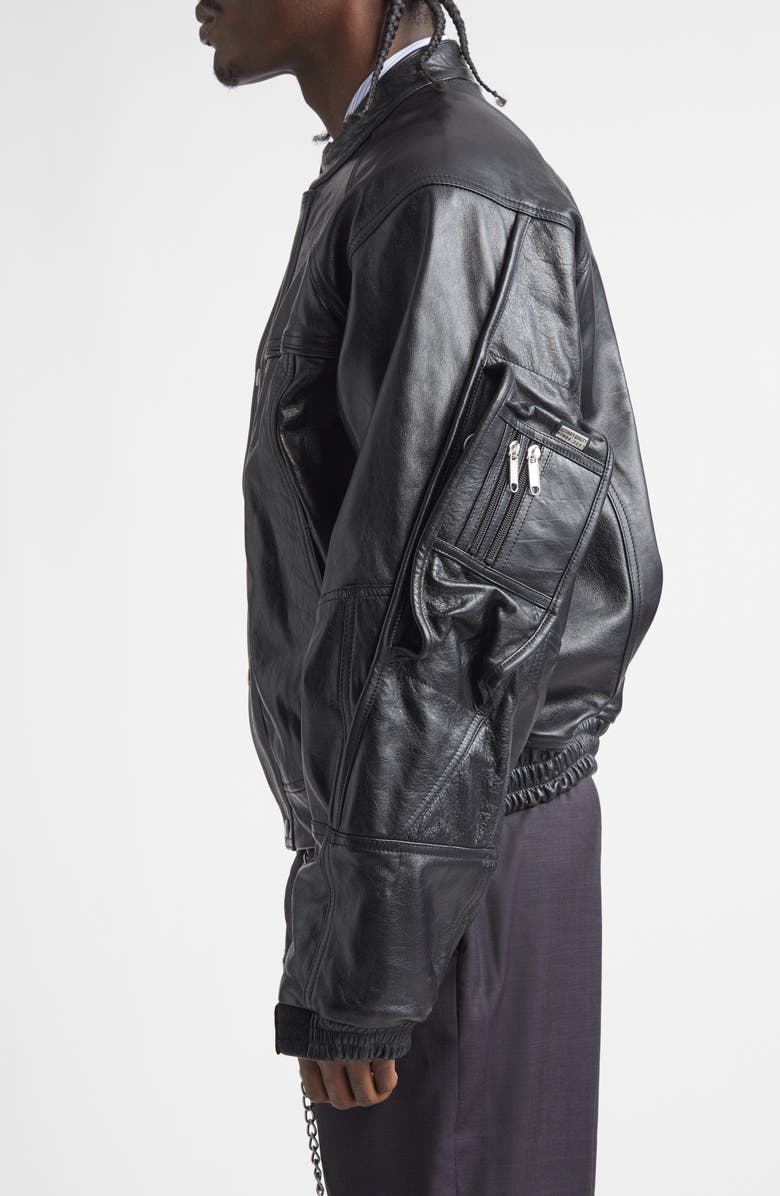 Martine Rose Bumbag Leather Jacket, Alternate, color, Black