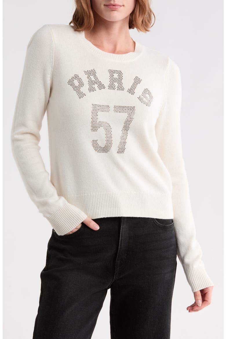 Paris 57 Embellished Sweater, Main, color, WHITE RABBIT