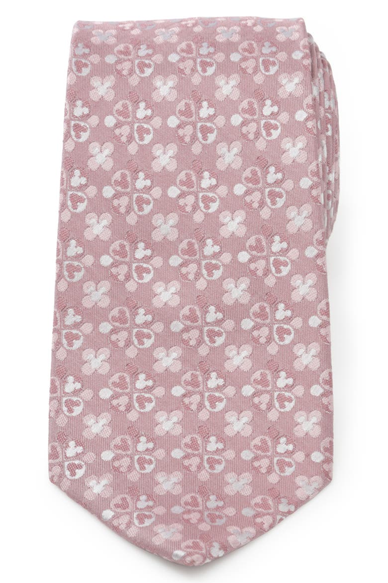 x Disney Mickey Mouse Floral Silk Tie, Main, color, PINK