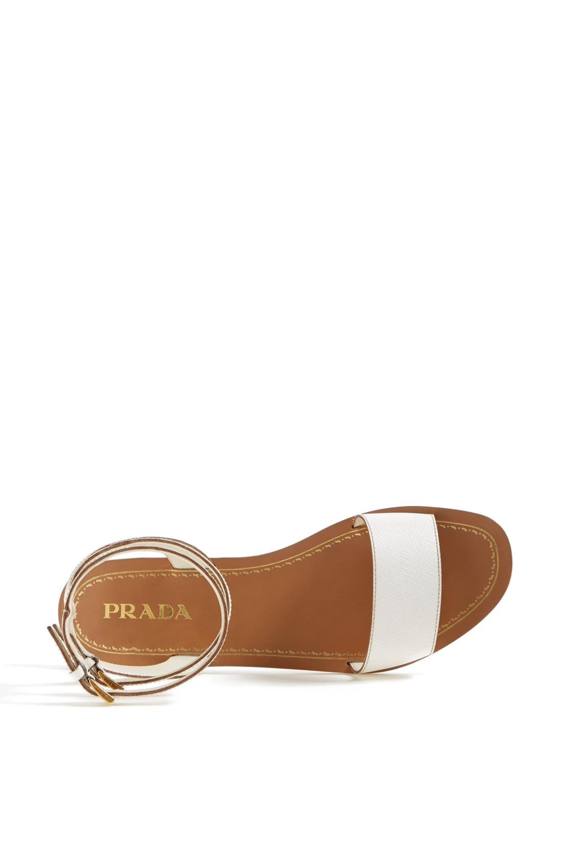 Prada Double Ankle Strap Flat Sandal, Alternate, color, 
